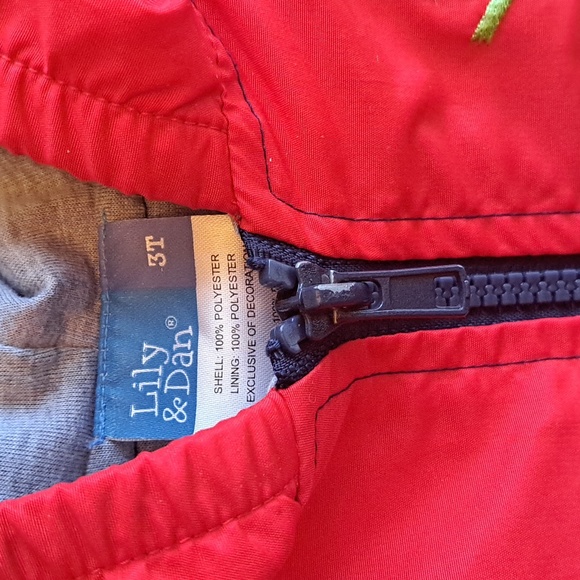 Lily & Dan size 3T boys red and blue dinosaur hooded spring jacket - Picture 2 of 4